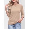 image:imageANRABESS Womens 34 Sleeve Top Wrinkle Free Summer Fall Casual T ShirtsAlmond