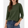 image:imageANRABESS Womens 34 Sleeve Top Wrinkle Free Summer Fall Casual T ShirtsArmy Green