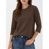 image:imageANRABESS Womens 34 Sleeve Top Wrinkle Free Summer Fall Casual T ShirtsBrown