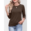 image:imageANRABESS Womens 34 Sleeve Top Wrinkle Free Summer Fall Casual T ShirtsBrown