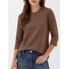 image:imageANRABESS Womens 34 Sleeve Top Wrinkle Free Summer Fall Casual T ShirtsCoffee
