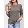 image:imageANRABESS Womens 34 Sleeve Top Wrinkle Free Summer Fall Casual T ShirtsCoffee Grey