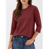 image:imageANRABESS Womens 34 Sleeve Top Wrinkle Free Summer Fall Casual T ShirtsDark Red