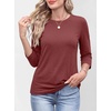 image:imageANRABESS Womens 34 Sleeve Top Wrinkle Free Summer Fall Casual T ShirtsDark Red