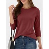 image:imageANRABESS Womens 34 Sleeve Top Wrinkle Free Summer Fall Casual T ShirtsDark Red