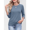 image:imageANRABESS Womens 34 Sleeve Top Wrinkle Free Summer Fall Casual T ShirtsGrey Blue
