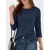 image:imageANRABESS Womens 34 Sleeve Top Wrinkle Free Summer Fall Casual T ShirtsNavy Blue