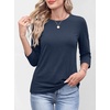 image:imageANRABESS Womens 34 Sleeve Top Wrinkle Free Summer Fall Casual T ShirtsNavy Blue
