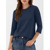 image:imageANRABESS Womens 34 Sleeve Top Wrinkle Free Summer Fall Casual T ShirtsNavy Blue