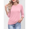image:imageANRABESS Womens 34 Sleeve Top Wrinkle Free Summer Fall Casual T ShirtsPink
