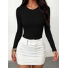 image:imageANRABESS Womens Built in Bra Long Sleeve Ribbed BodysuitsBlack