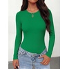 image:imageANRABESS Womens Built in Bra Long Sleeve Ribbed BodysuitsGreen