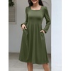 image:imageANRABESS Womens Fall Long Sleeve ALine Midi DressArmy Green