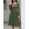 image:imageANRABESS Womens Fall Long Sleeve ALine Midi DressArmy Green