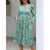 image:imageANRABESS Womens Fall Long Sleeve ALine Midi DressFloral Green