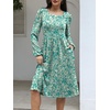 image:imageANRABESS Womens Fall Long Sleeve ALine Midi DressFloral Green
