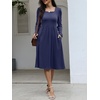 image:imageANRABESS Womens Fall Long Sleeve ALine Midi DressNavy Blue