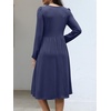 image:imageANRABESS Womens Fall Long Sleeve ALine Midi DressNavy Blue