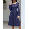 image:imageANRABESS Womens Fall Long Sleeve ALine Midi DressNavy Blue