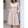 image:imageANRABESS Womens Fall Long Sleeve ALine Midi DressPink White Stripe