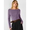 image:imageANRABESS Womens Fall Long Sleeve Boat Neck Lightweight SweatersGrey Purple