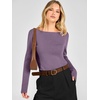 image:imageANRABESS Womens Fall Long Sleeve Boat Neck Lightweight SweatersGrey Purple