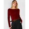 image:imageANRABESS Womens Fall Long Sleeve Boat Neck Lightweight SweatersWine Red