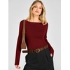 image:imageANRABESS Womens Fall Long Sleeve Boat Neck Lightweight SweatersWine Red