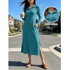 image:imageANRABESS Womens Long Sleeve Fall Midi Dresses with PocketsLake Blue