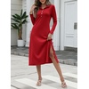 image:imageANRABESS Womens Long Sleeve Fall Midi Dresses with PocketsRed