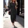 image:imageANRABESS Womens Long Sleeve Maxi Fall Knit Sweater DressBlack