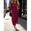 image:imageANRABESS Womens Long Sleeve Maxi Fall Knit Sweater DressBurgundy