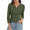 image:imageANRABESS Womens Long Sleeve Shirts Henley V Neck Thermal TopArmy Green