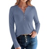 image:imageANRABESS Womens Long Sleeve Shirts Henley V Neck Thermal TopBlue