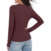 image:imageANRABESS Womens Long Sleeve Shirts Henley V Neck Thermal TopDark Red