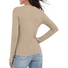 image:imageANRABESS Womens Long Sleeve Shirts Henley V Neck Thermal TopKhaki