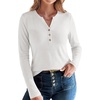 image:imageANRABESS Womens Long Sleeve Shirts Henley V Neck Thermal TopWhite