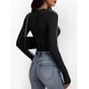 image:imageANRABESS Womens Long Sleeve Shirts Ruched Fitted TopsBlack