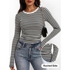 image:imageANRABESS Womens Long Sleeve Shirts Ruched Fitted TopsBlack White Stripe