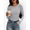 image:imageANRABESS Womens Long Sleeve Shirts Ruched Fitted TopsGrey