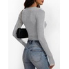 image:imageANRABESS Womens Long Sleeve Shirts Ruched Fitted TopsGrey