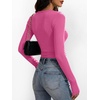 image:imageANRABESS Womens Long Sleeve Shirts Ruched Fitted TopsHot Pink