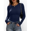 image:imageANRABESS Womens Long Sleeve Shirts Ruched Fitted TopsNavy Blue