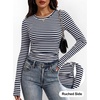 image:imageANRABESS Womens Long Sleeve Shirts Ruched Fitted TopsNavy White Stripes