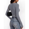 image:imageANRABESS Womens Long Sleeve Shirts Ruched Fitted TopsNavy White Stripes