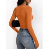 image:imageANRABESS Womens Long Sleeve Shirts Ruched Fitted TopsOrange