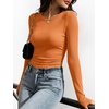 image:imageANRABESS Womens Long Sleeve Shirts Ruched Fitted TopsOrange