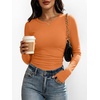 image:imageANRABESS Womens Long Sleeve Shirts Ruched Fitted TopsOrange