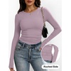 image:imageANRABESS Womens Long Sleeve Shirts Ruched Fitted TopsPurple