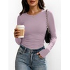 image:imageANRABESS Womens Long Sleeve Shirts Ruched Fitted TopsPurple